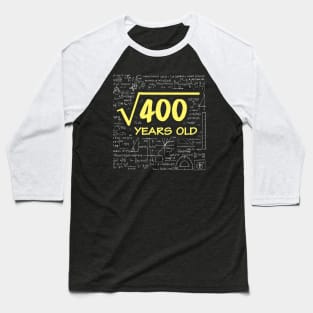 Square Root 20th Birthday 20 Years Old Math Lover Baseball T-Shirt